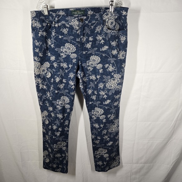 Ralph Lauren Denim - LRL Lauren Jeans Co Ralph Lauren Womens Size 16 Blue Floral Denim Y2K
